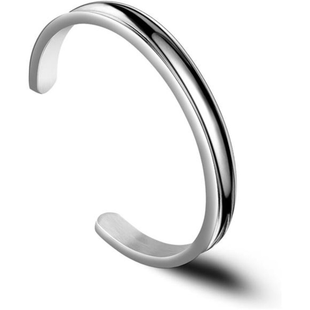 Hair Tie Bracelet Stainless Steel Cuff Bangle Polished Groove Wrist Holder